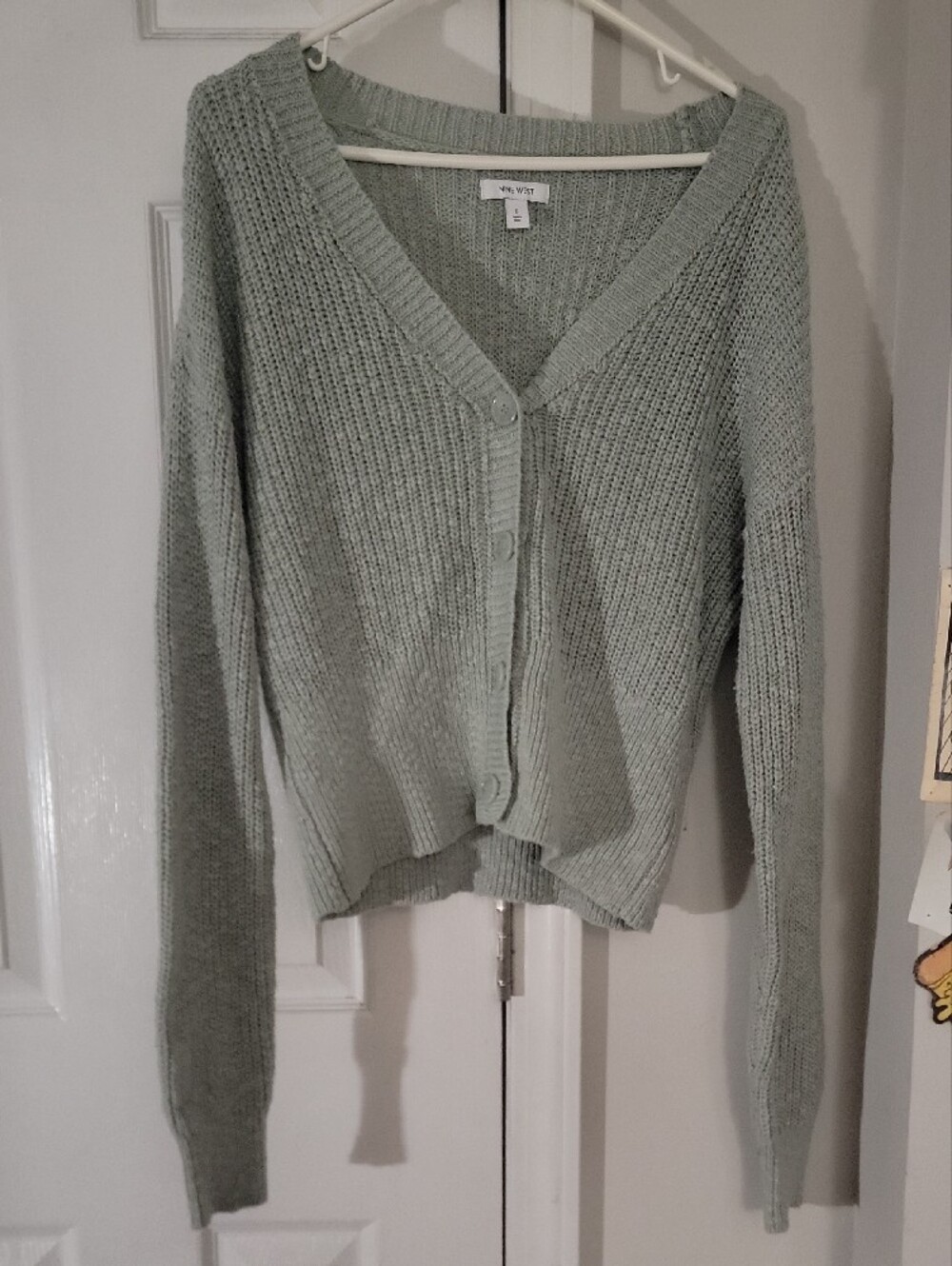 Nine West Pale Mint V-Neck Knit Sweater
